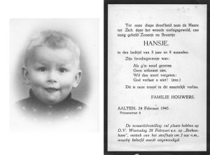 Rouwadvertentie Hansje Houwers, 3 jaar